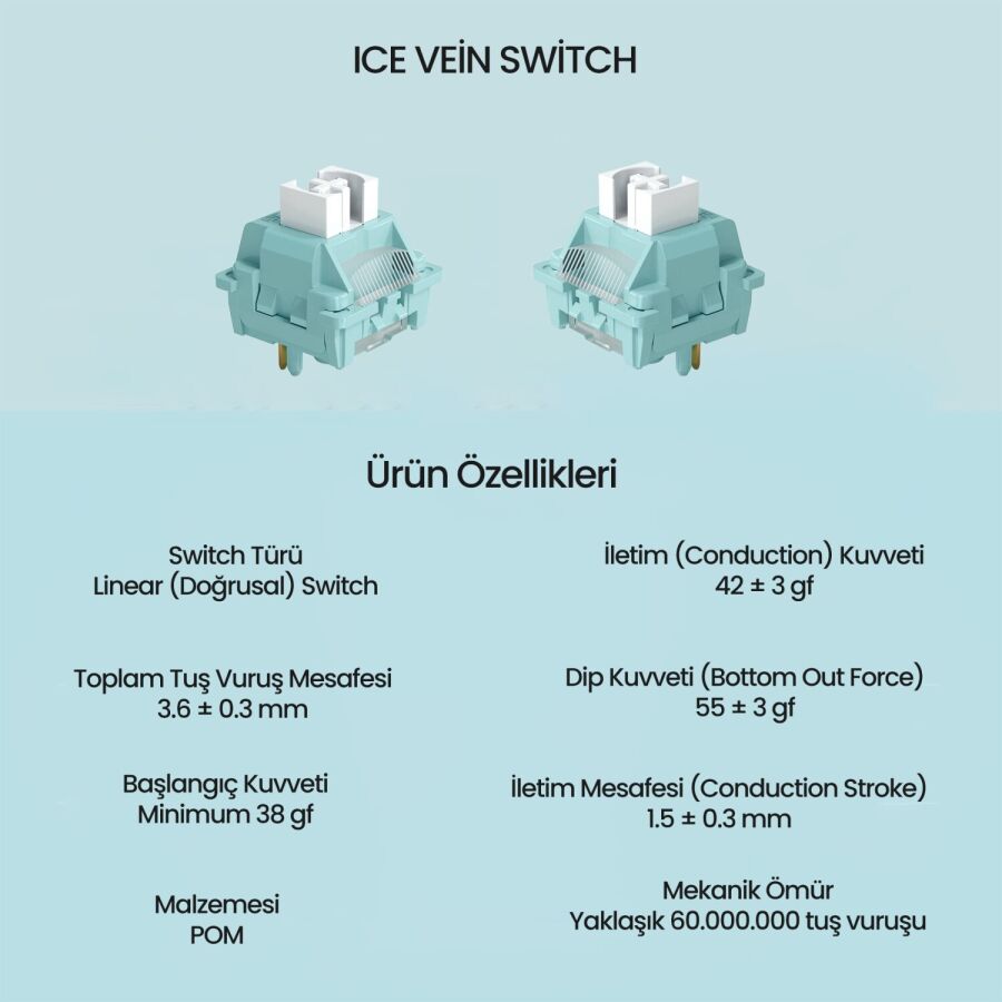 Aula Leobog Ice Vein Lineer Mekanik Switch 100 Adet - 2