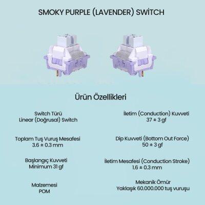 Aula Leobog Lavender Lineer Mekanik Switch 100 Adet - 2