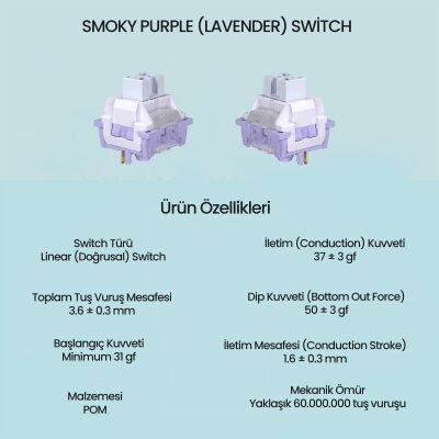 Aula Leobog Lavender Lineer Mekanik Switch 100 Adet - 2