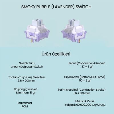 Aula Leobog Lavender Lineer Mekanik Switch 100 Adet - 2