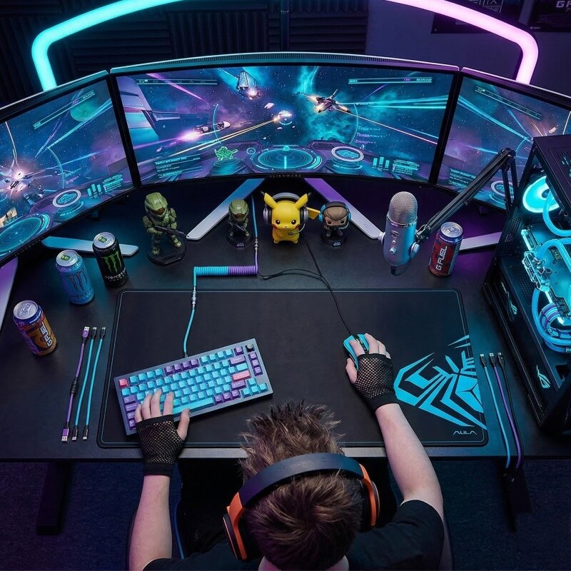 Aula MP-XL 90x40cm Gaming Oyuncu Mousepad Kaymaz Tabanlı Kenar Dikişli Siyah - 4