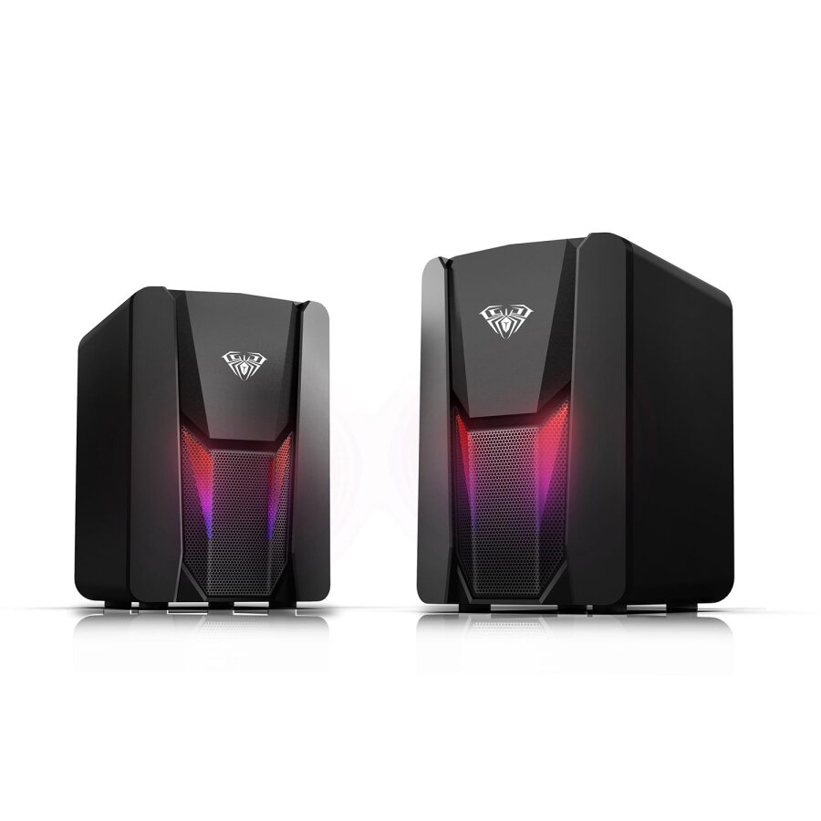 Aula N-108 1+1 USB/Aux Stereo 2.0 RGB Masaüstü Gaming Oyuncu Hoparlör Speaker Ses Sistemi - 1