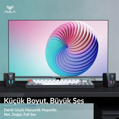 Aula N-108 1+1 USB/Aux Stereo 2.0 RGB Masaüstü Gaming Oyuncu Hoparlör Speaker Ses Sistemi - 12