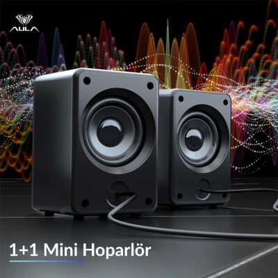 Aula N-108 1+1 USB/Aux Stereo 2.0 RGB Masaüstü Gaming Oyuncu Hoparlör Speaker Ses Sistemi - 11