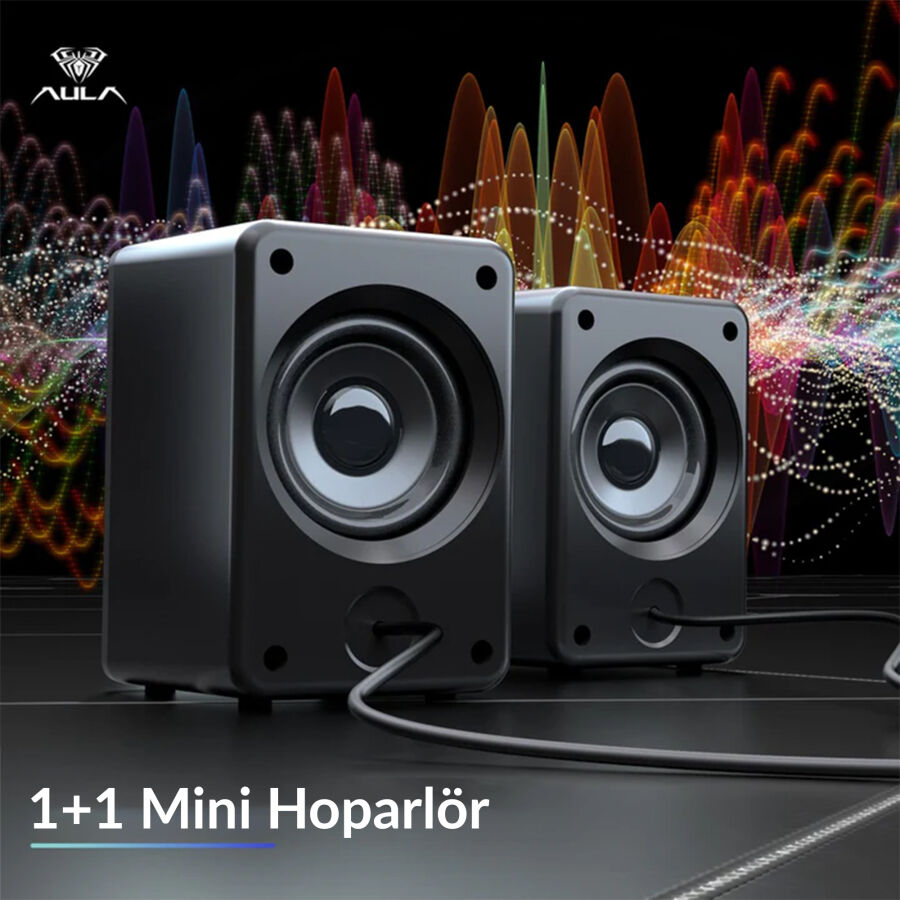 Aula N-108 1+1 USB/Aux Stereo 2.0 RGB Masaüstü Gaming Oyuncu Hoparlör Speaker Ses Sistemi - 11