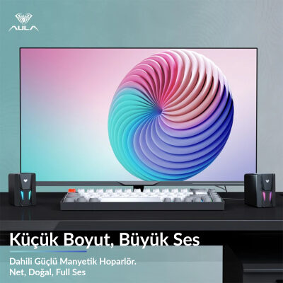 Aula N-108 1+1 USB/Aux Stereo 2.0 RGB Masaüstü Gaming Oyuncu Hoparlör Speaker Ses Sistemi - 12
