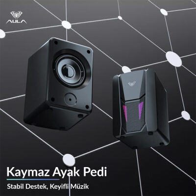 Aula N-108 1+1 USB/Aux Stereo 2.0 RGB Masaüstü Gaming Oyuncu Hoparlör Speaker Ses Sistemi - 8