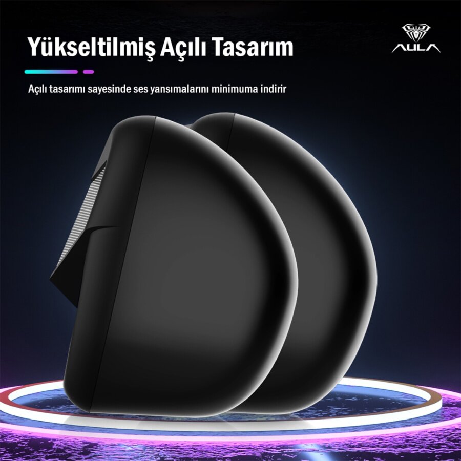 Aula N-69 2*3W RGB LED Işıklı Masaüstü Oyuncu Laptop PC Bilgisayar Hoparlörü - 10