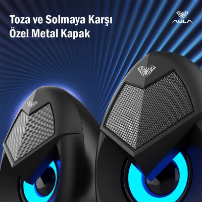 Aula N-69 2*3W RGB LED Işıklı Masaüstü Oyuncu Laptop PC Bilgisayar Hoparlörü - 7