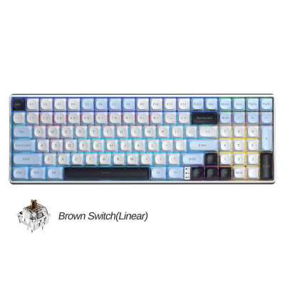 Aula S100 Pro Mekanik Gaming Oyuncu Klavyesi Red Switch Hot Swap RGB Bluetooth Kablolu Kablosuz 3 Mod Mavi