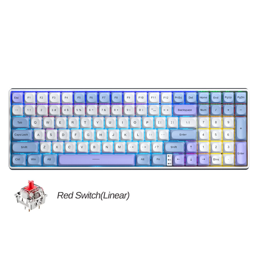 Aula S100 Pro Mekanik Gaming Oyuncu Klavyesi Red Switch Hot Swap RGB Bluetooth Kablolu Kablosuz 3 Mod Mavi - 1