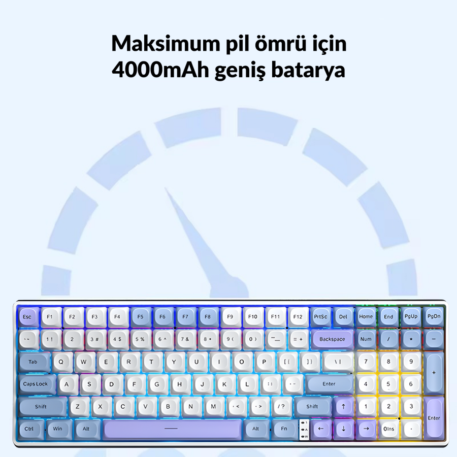 Aula S100 Pro Mekanik Gaming Oyuncu Klavyesi Red Switch Hot Swap RGB Bluetooth Kablolu Kablosuz 3 Mod Mavi - 2