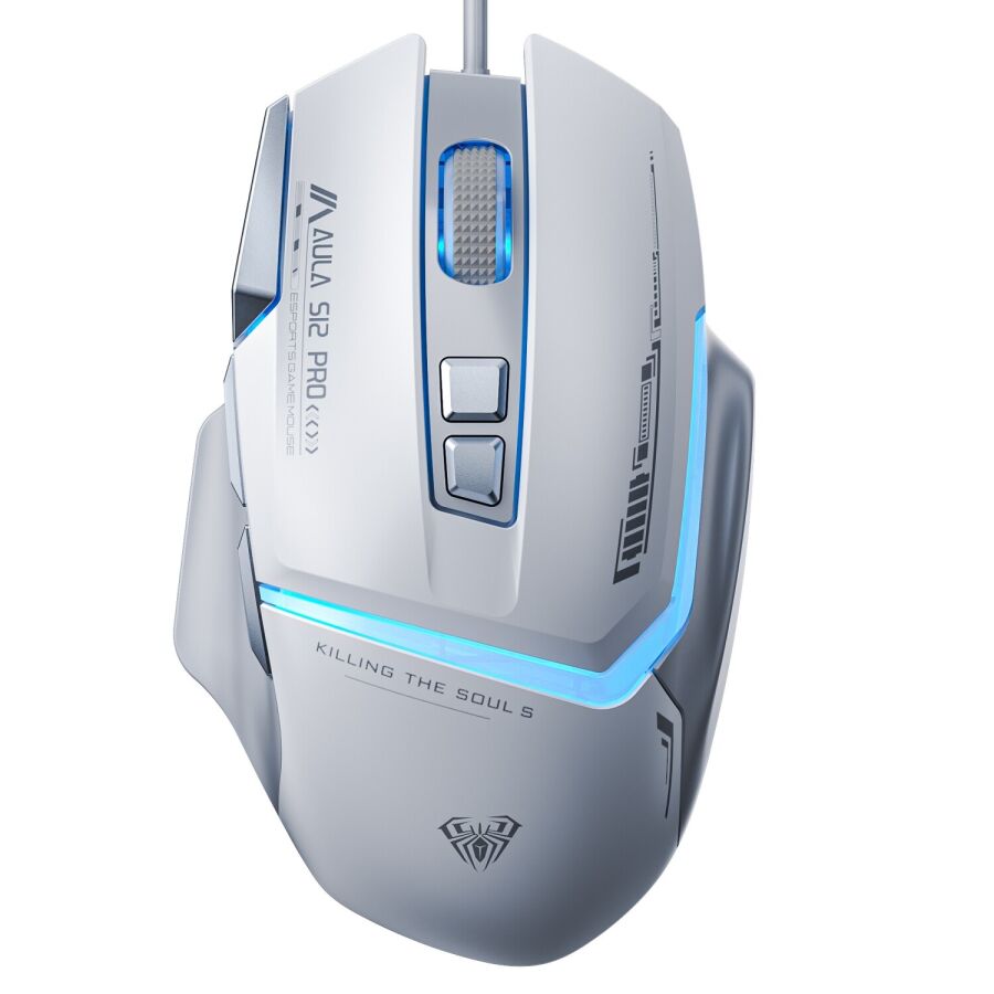 Aula S12 Pro 12800 DPI 8 Tuşlu Makrolu Kablolu Optik Gaming Oyuncu Mouse Beyaz - 1