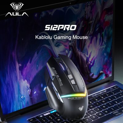 Aula S12 Pro 12800 DPI 8 Tuşlu Makrolu Kablolu Optik Gaming Oyuncu Mouse Siyah - 2
