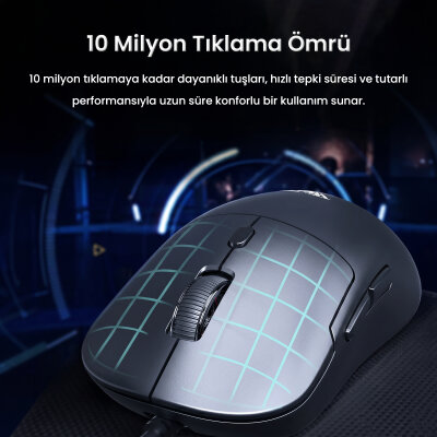 Aula S35 7200 DPI 6 Kademeli Optik Sensör 13 RGB Mod Makrolu Hafif Ergonomik Örgülü Kablo Gaming Oyuncu Mouse Siyah - 5