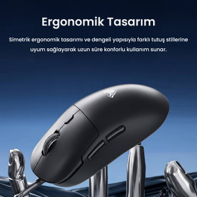 Aula S35 7200 DPI 6 Kademeli Optik Sensör 13 RGB Mod Makrolu Hafif Ergonomik Örgülü Kablo Gaming Oyuncu Mouse Siyah - 7