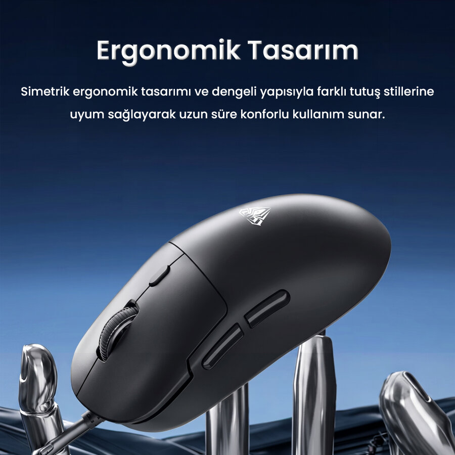Aula S35 7200 DPI 6 Kademeli Optik Sensör 13 RGB Mod Makrolu Hafif Ergonomik Örgülü Kablo Gaming Oyuncu Mouse Siyah - 7
