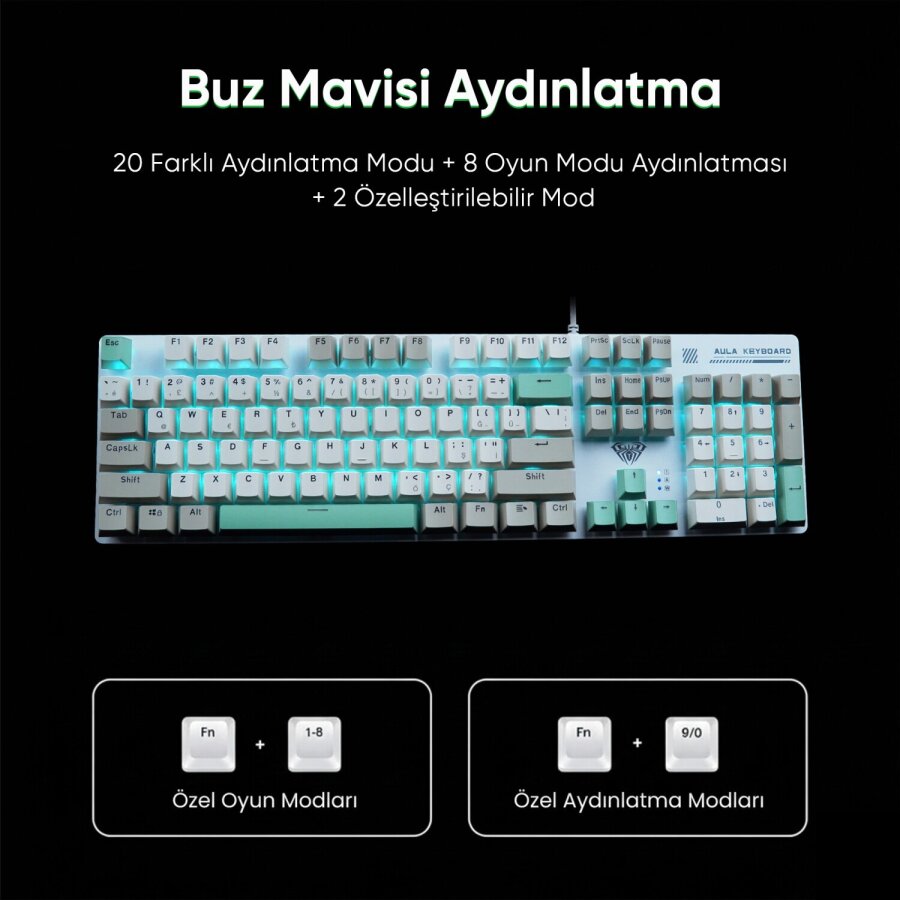 Aula S500 Brown Switch RGB Makrolu Kablolu Gaming Mekanik Oyuncu Klavyesi - 6