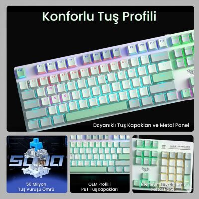 Aula S500 Brown Switch RGB Makrolu Kablolu Gaming Mekanik Oyuncu Klavyesi - 4