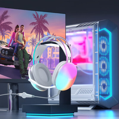 Aula S505 RGB USB Gaming Mikrofonlu Oyuncu Kulaklığı Pembe - 6