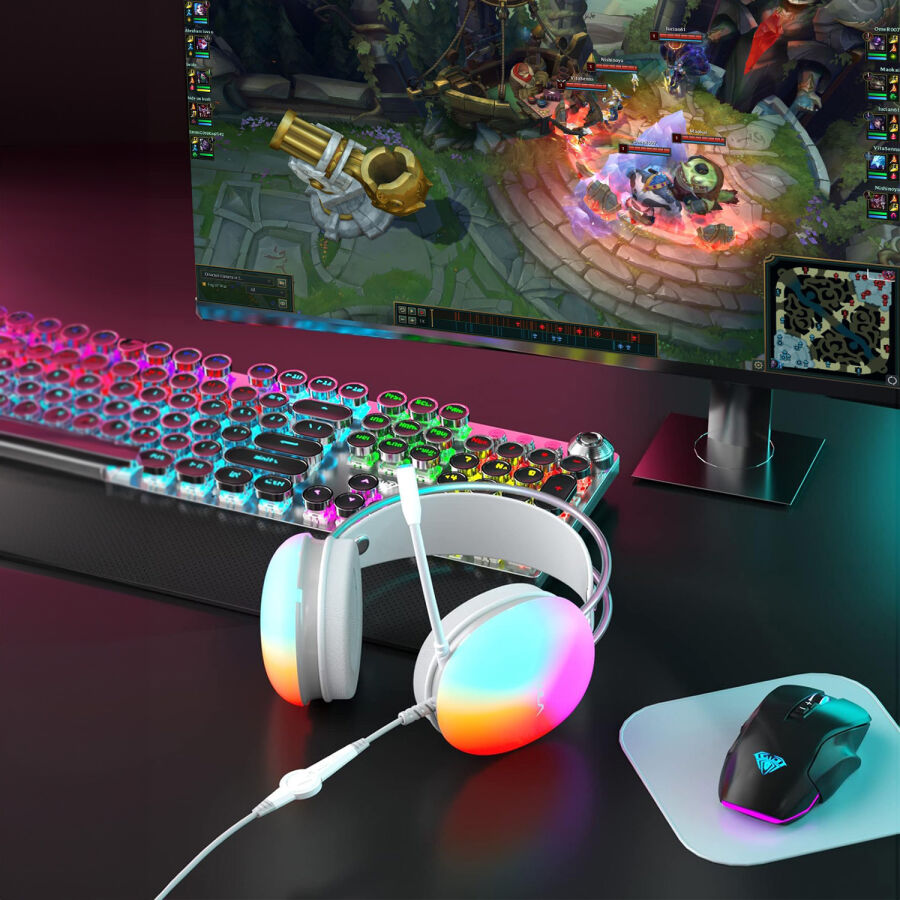 Aula S505 RGB USB Gaming Mikrofonlu Oyuncu Kulaklığı Pembe - 7