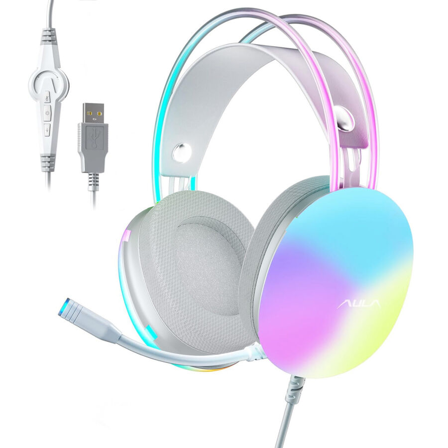 Aula S505 RGB USB Gaming Mikrofonlu Oyuncu Kulaklığı Pembe - 3