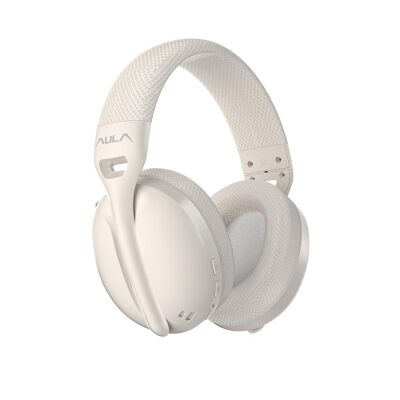 Aula S6 Ultra Hafif Kablosuz Bluetooth Type-C Mikrofonlu Gaming Oyuncu Kulaklığı Krem