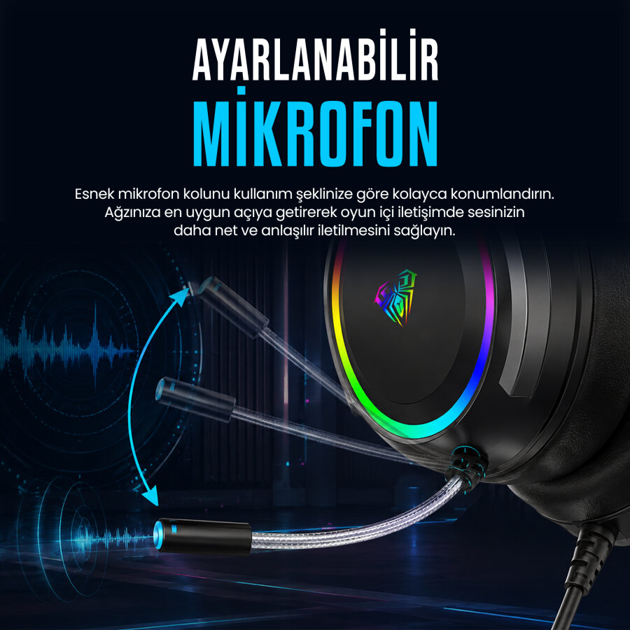 Aula S608 Rainbow 3.5mm + USB-A Gaming Oyuncu Kulaküstü Kulaklık - 7