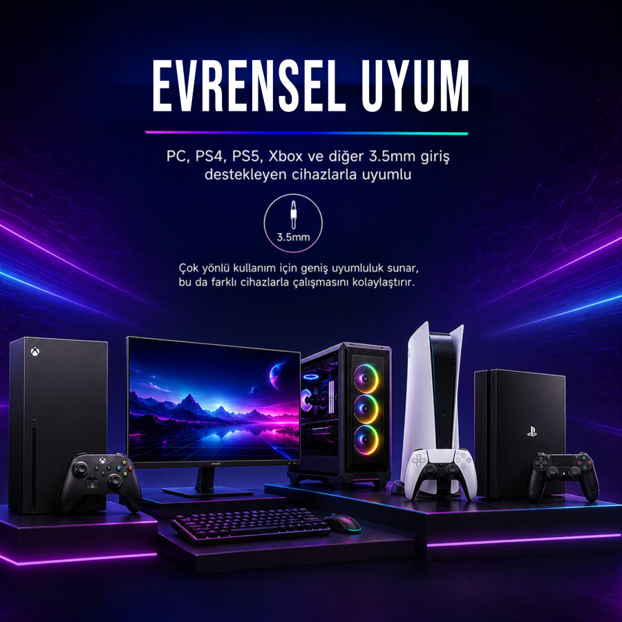Aula S608 Rainbow 3.5mm + USB-A Gaming Oyuncu Kulaküstü Kulaklık - 11