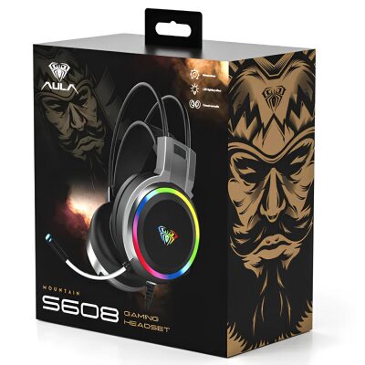 Aula S608 Rainbow 3.5mm + USB-A Gaming Oyuncu Kulaküstü Kulaklık - 4