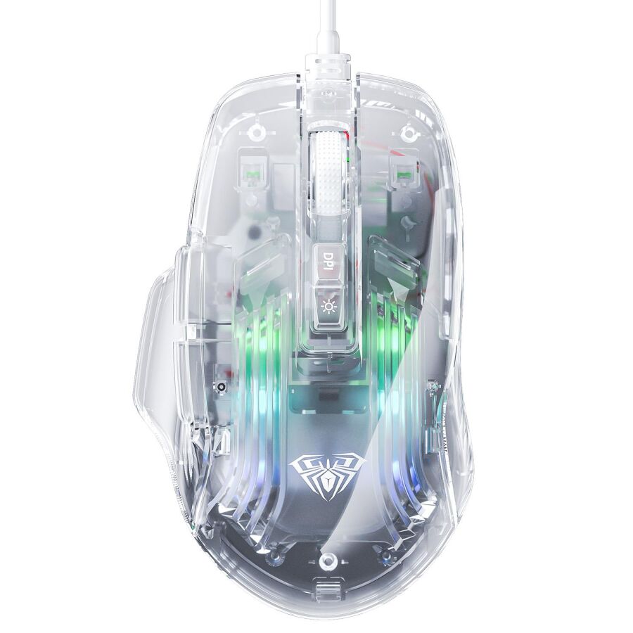 Aula S80 7200DPI 7 Tuşlu RGB Şeffaf Optik Oyuncu Gaming Mouse - 1