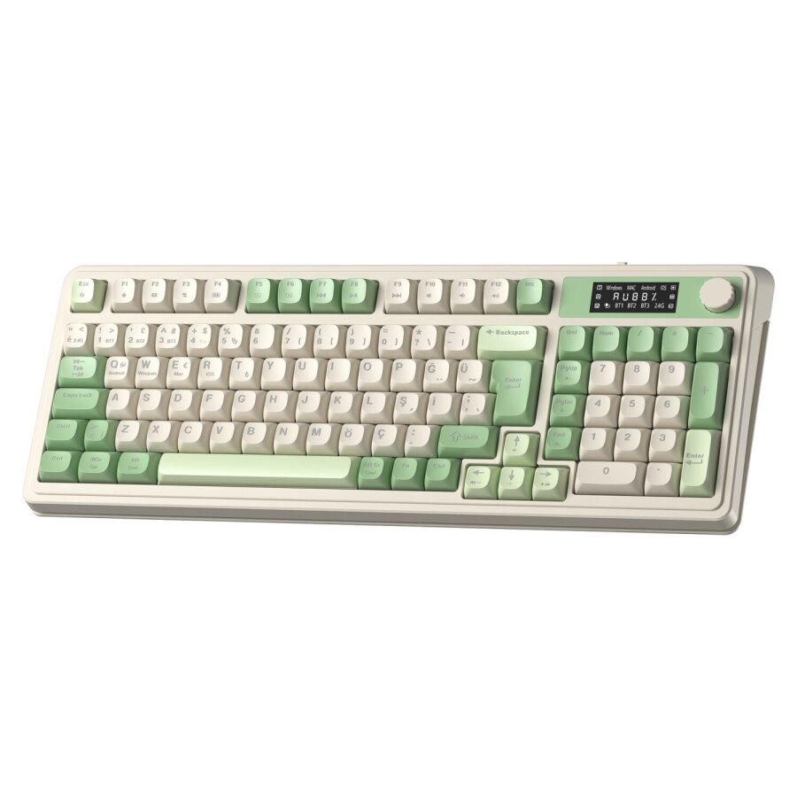 Aula S99 Pro Retro RGB Gaming Bluetooth 2.4GHz Type-C 3 Mod Kablosuz Makrolu Türkçe Q Oyuncu Klavye Yeşil - 7