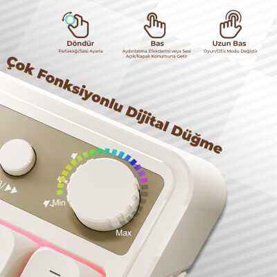 Aula S99 Retro RGB Gaming 3 Modlu Bluetooth/2.4GHz/USB-C Kablosuz Makrolu Türkçe Q Klavye Turuncu - 3