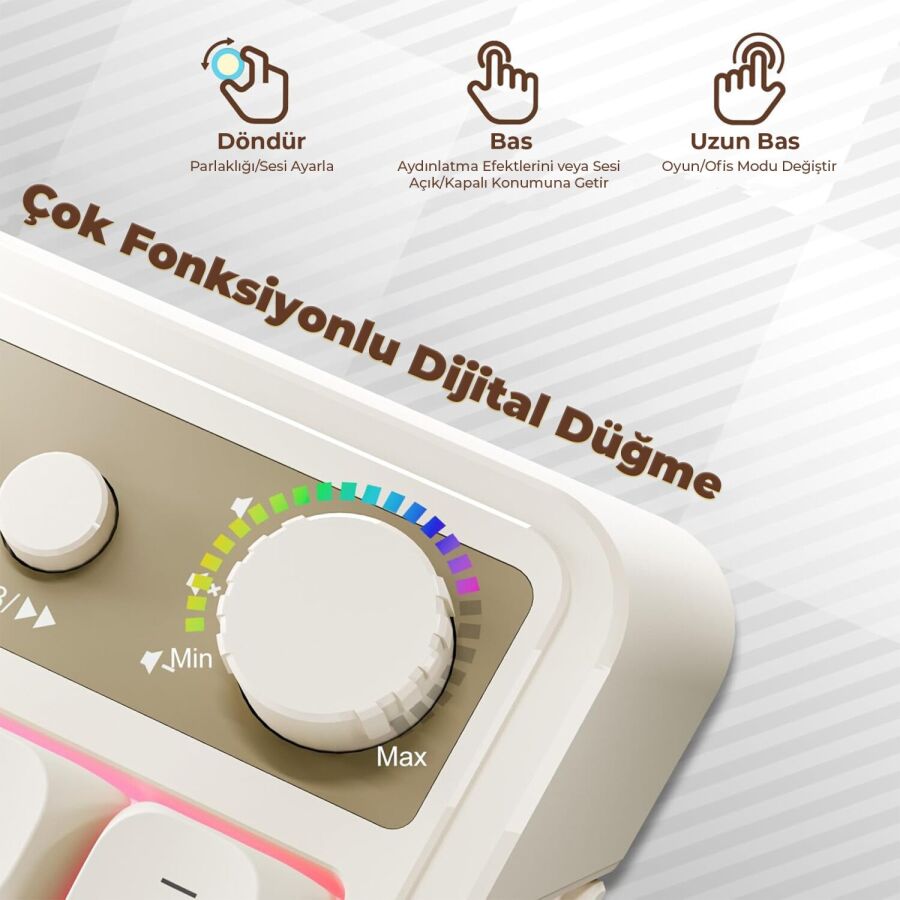 Aula S99 Retro RGB Gaming 3 Modlu Bluetooth/2.4GHz/USB-C Kablosuz Makrolu Türkçe Q Klavye Turuncu - 3