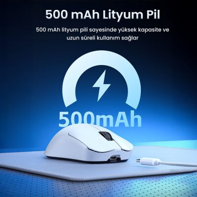 Aula SC380 Pro PAW3311 Sensör 12000 DPI 1000Hz Kablolu ve Kablosuz Gaming Oyuncu Mouse Beyaz - 7