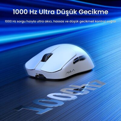 Aula SC380 Pro PAW3311 Sensör 12000 DPI 1000Hz Kablolu ve Kablosuz Gaming Oyuncu Mouse Beyaz - 5