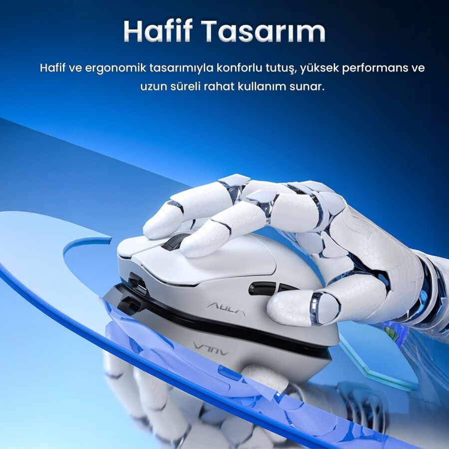 Aula SC380 Pro PAW3311 Sensör 12000 DPI 1000Hz Kablolu ve Kablosuz Gaming Oyuncu Mouse Beyaz - 6