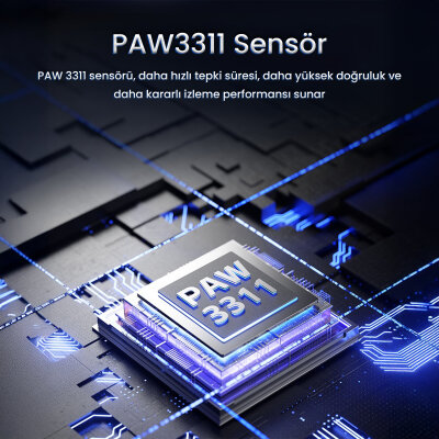 Aula SC590 Pro PAW3311 20000 DPI 1000Hz Tri-Mode Bluetooth 2.4GHz Kablosuz Dijital Ekranlı Hafif Gaming Oyuncu Mouse Beyaz - 3