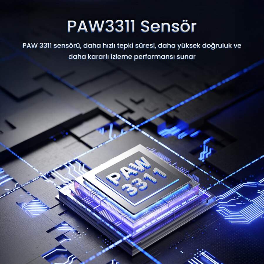 Aula SC590 Pro PAW3311 20000 DPI 1000Hz Tri-Mode Bluetooth 2.4GHz Kablosuz Dijital Ekranlı Hafif Gaming Oyuncu Mouse Beyaz - 3