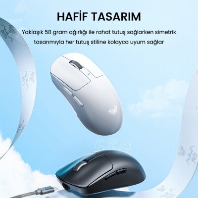 Aula SC680 26000 DPI 7 Tuşlu Kablosuz Optik Gaming Oyuncu Mouse Sarı - 4