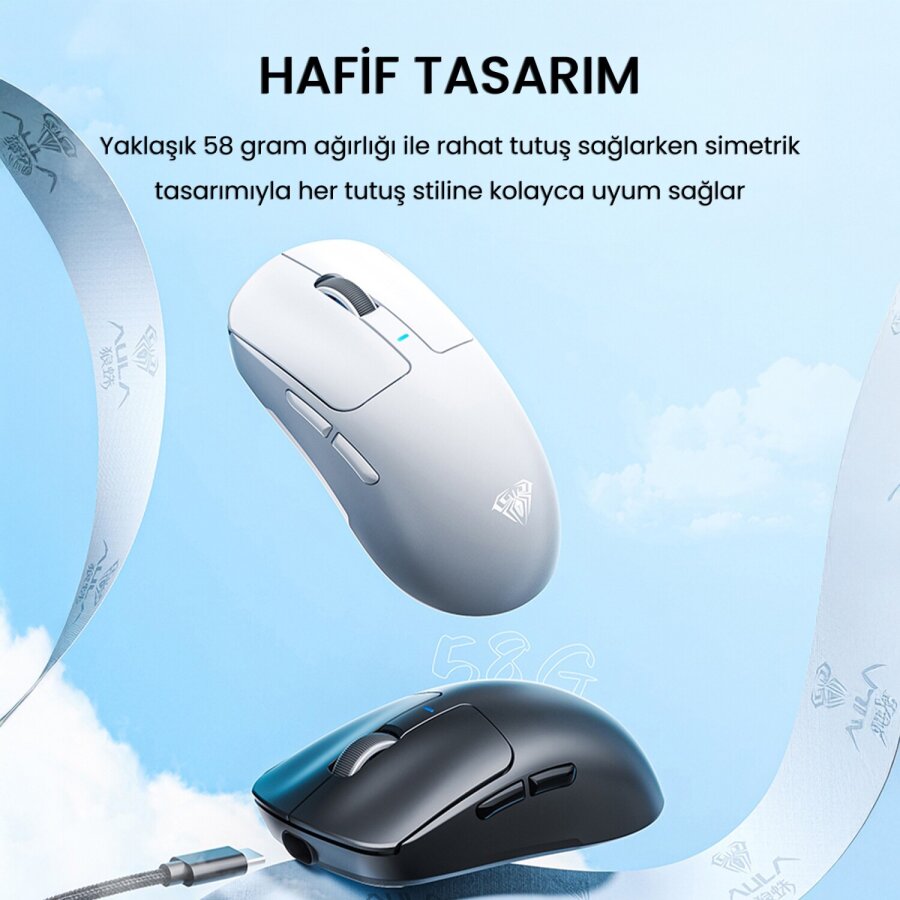 Aula SC680 26000 DPI 7 Tuşlu Kablosuz Optik Gaming Oyuncu Mouse Sarı - 4