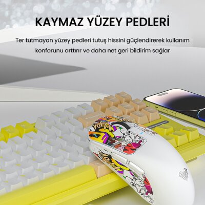 Aula SC680 26000 DPI 7 Tuşlu Kablosuz Optik Gaming Oyuncu Mouse Sarı - 6