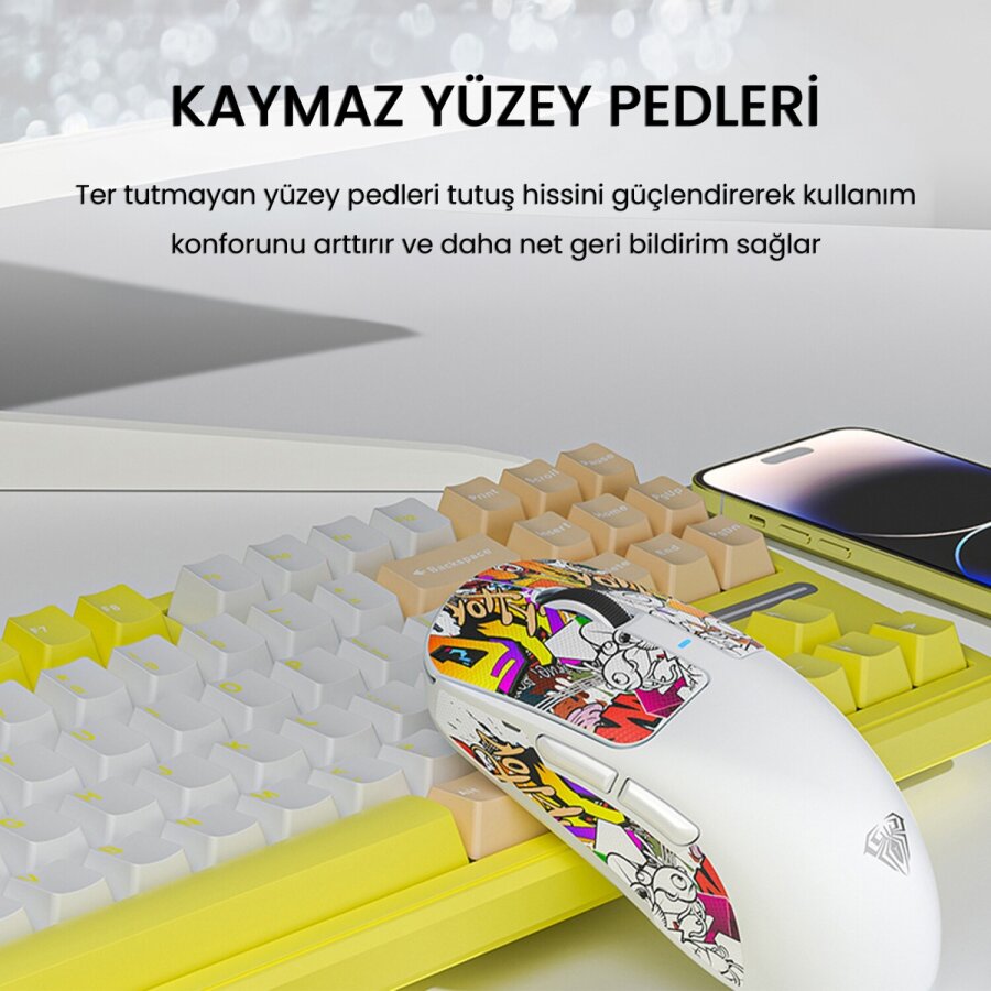 Aula SC680 26000 DPI 7 Tuşlu Kablosuz Optik Gaming Oyuncu Mouse Sarı - 6
