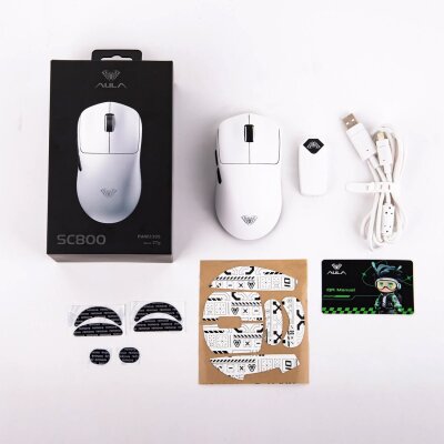 Aula SC800 LightWeight PAW3395 Sensör 26000 DPI 8000Hz Kablolu ve Kablosuz Gaming Oyuncu Mouse Beyaz - 10