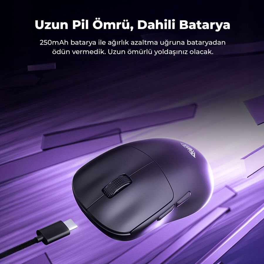 Aula SC800 LightWeight PAW3395 Sensör 26000 DPI 8000Hz Kablolu ve Kablosuz Gaming Oyuncu Mouse Beyaz - 7