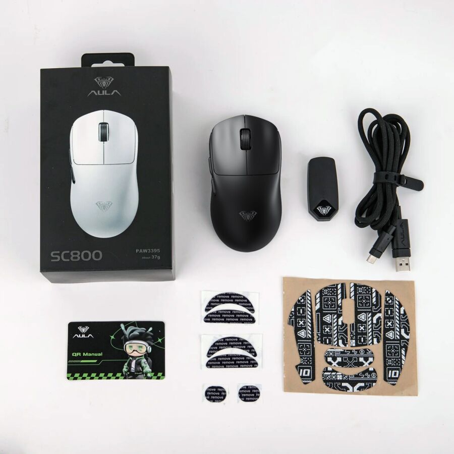 Aula SC800 LightWeight PAW3395 Sensör 26000 DPI 8000Hz Kablolu ve Kablosuz Gaming Oyuncu Mouse Siyah - 10