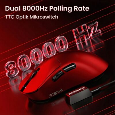 Aula SC900 Max PAW3950 Sensör 30000 DPI 8000Hz Kablolu ve Kablosuz Gaming Oyuncu Mouse Kırmızı - 6