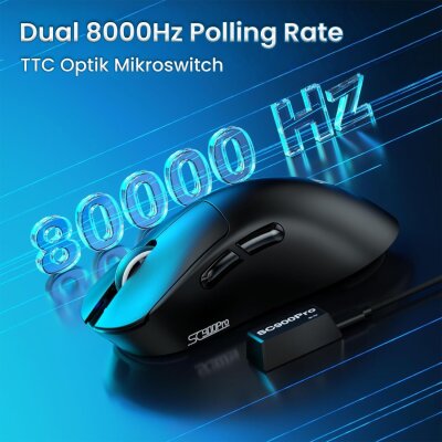 Aula SC900 Pro PAW3395 Sensör 26000 DPI 8000Hz Kablolu ve Kablosuz Gaming Oyuncu Mouse Siyah - 5