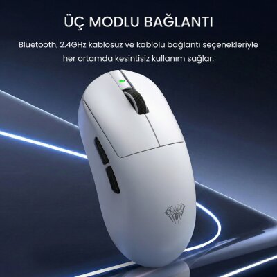 Aula V9 Pro Plus 26000 DPI PAW3395 8000Hz Tri-Mode Kablosuz RGB Omron Switch Lightweight E-Spor Gaming Oyuncu Mouse Beyaz - 2