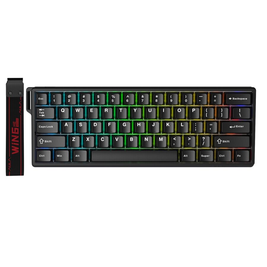 Aula Win60 HE Manyetik Klavye Rapid Trigger GrayWood Swtich 8000Hz RGB TKL Hot Swap Oyuncu Klavyesi Siyah - 1